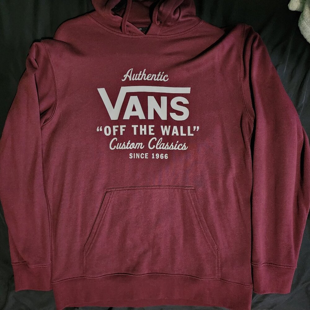 Vans Off The Wall Authentic Sweatshirt Hoodie Mens Med Graphic Logo red burgundy